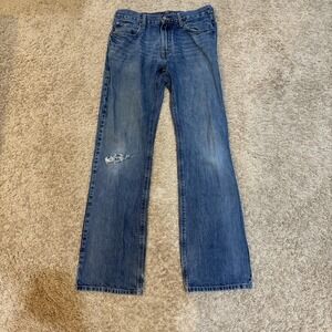 Ariat Jeans Mens 30x34 Blue Denim Straight Leg Distressed Tabac 10007775 B#41